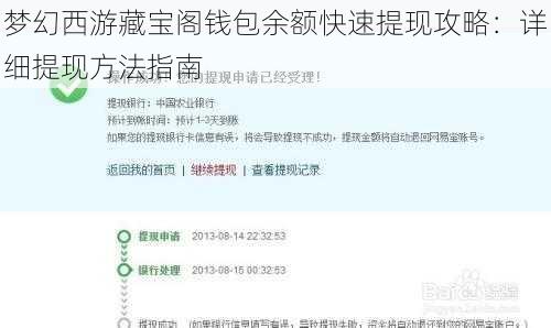 梦幻西游藏宝阁钱包余额快速提现攻略:详细提现方法指南