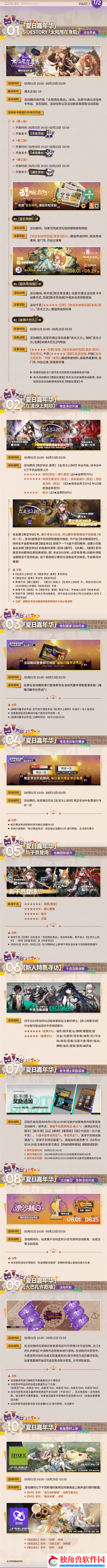 明日方舟2024夏日嘉年华限时活动有哪些