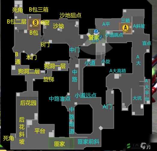 CF手游警匪对狙黑色城镇地图，AB点抢点位高效技巧解析