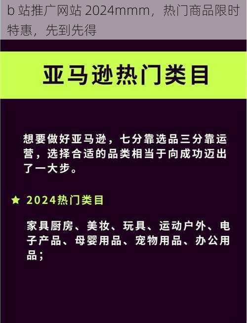 b 站推广网站 2024mmm，热门商品限时特惠，先到先得