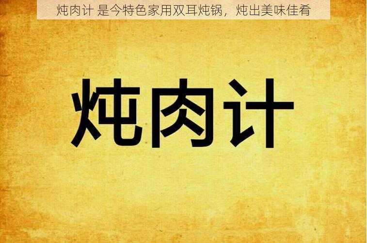 炖肉计 是今特色家用双耳炖锅,炖出美味佳肴