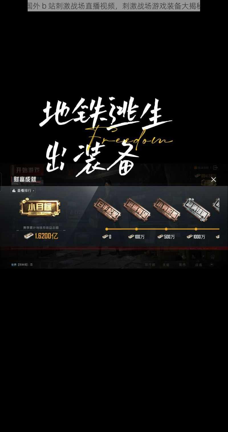国外 b 站刺激战场直播视频，刺激战场游戏装备大揭秘