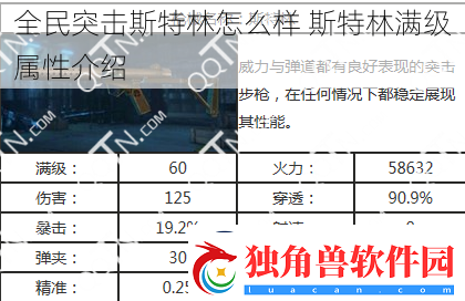 全民突击斯特林怎么样斯特林满级属性介绍