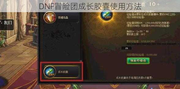 DNF冒险团成长胶囊使用方法