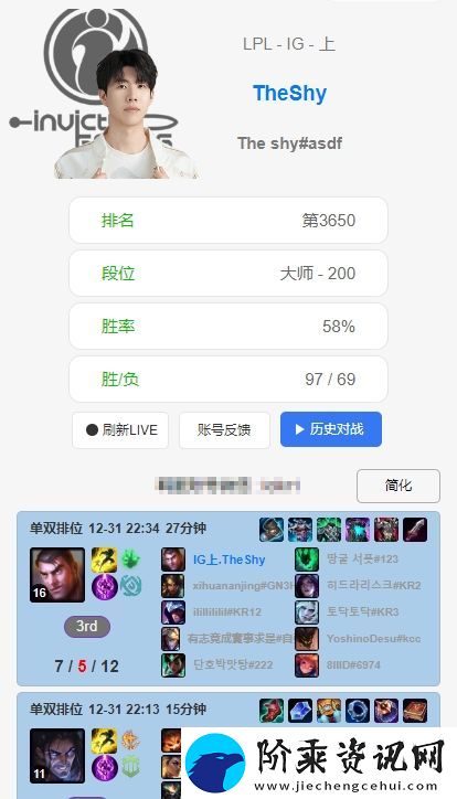 苍穹之跃！Theshy近期排位狂玩“穿甲”流杰斯