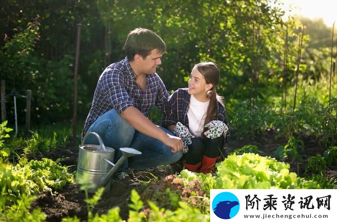 父亲有力挺送女儿的花园