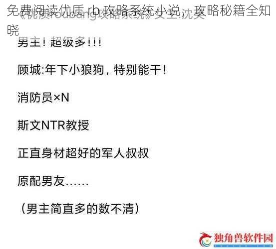 免费阅读优质 rb 攻略系统小说,攻略秘籍全知晓