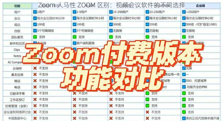 Zoom 人马性 ZOOM 区别：视频会议软件的不同选择