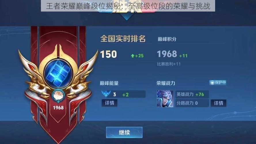 王者荣耀巅峰段位揭秘：至高级位段的荣耀与挑战