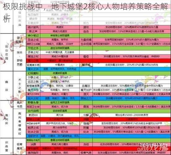 极限挑战中,地下城堡2核心人物培养策略全解析
