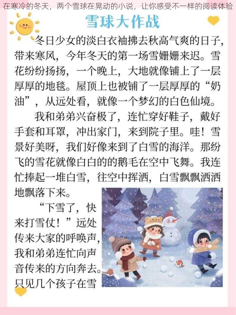 在寒冷的冬天,两个雪球在晃动的小说,让你感受不一样的阅读体验