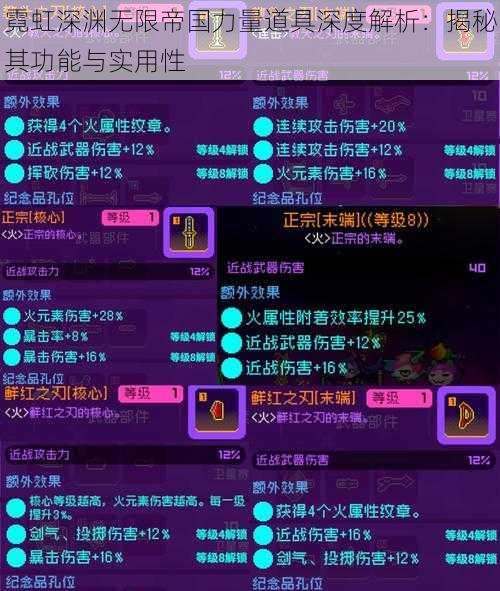 霓虹深渊无限帝国力量道具深度解析:揭秘其功能与实用性