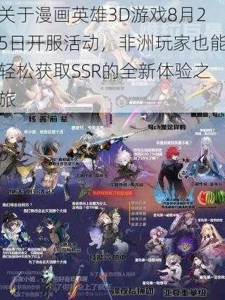 关于漫画英雄3D游戏8月25日开服活动,非洲玩家也能轻松获取SSR的全新体验之旅