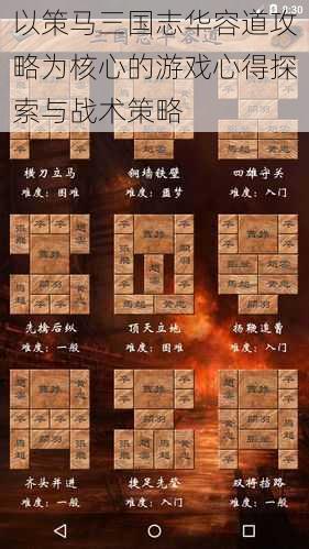 以策马三国志华容道攻略为核心的游戏心得探索与战术策略