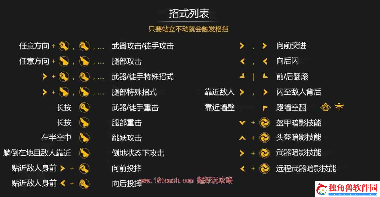暗影格斗3出招表所有分享