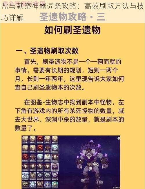 盐与献祭神器词条攻略：高效刷取方法与技巧详解