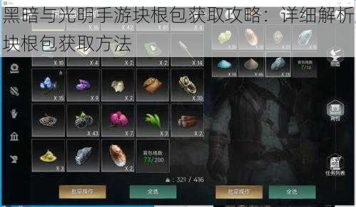 黑暗与光明手游块根包获取攻略：详细解析块根包获取方法