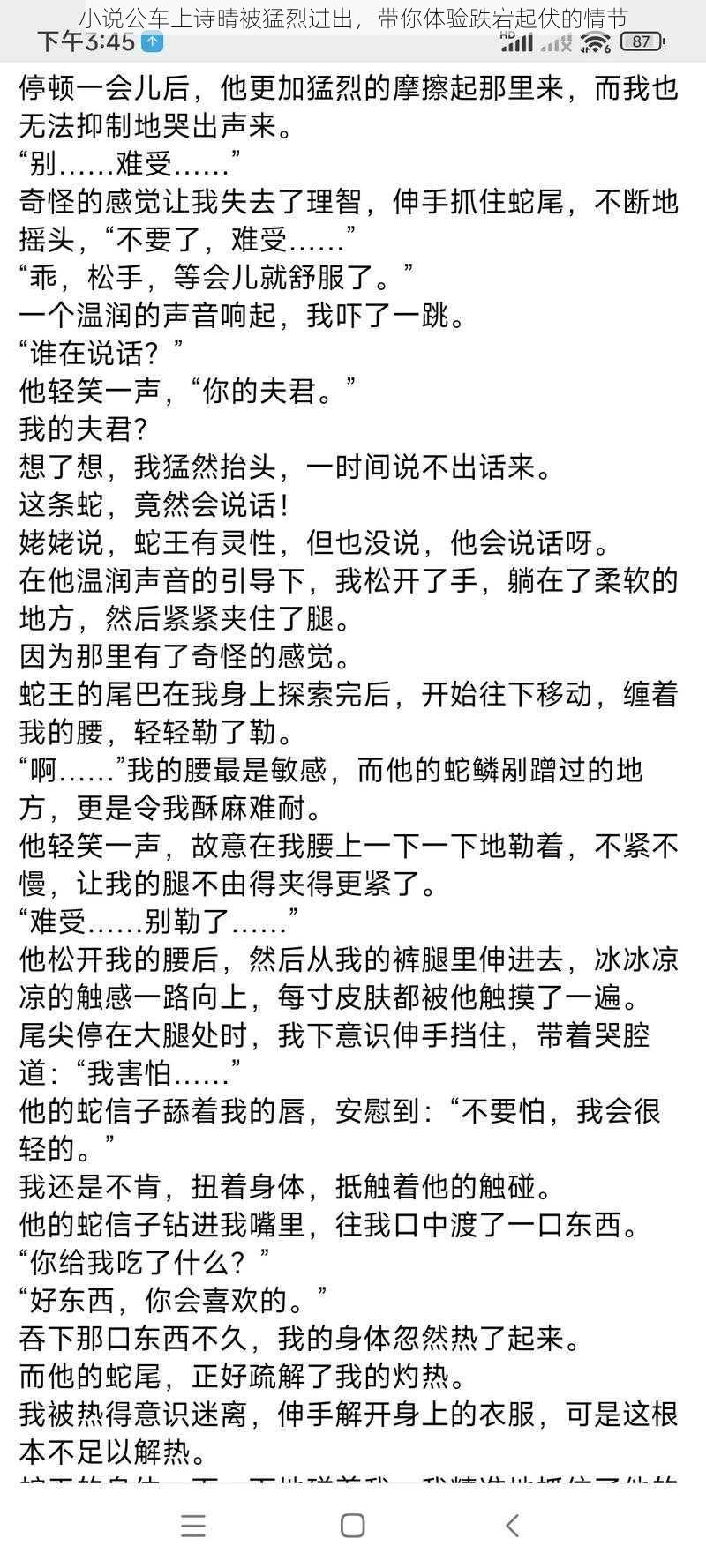 小说公车上诗晴被猛烈进出,带你体验跌宕起伏的情节