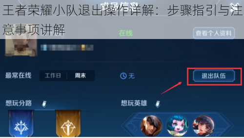 王者荣耀小队退出操作详解：步骤指引与注意事项讲解