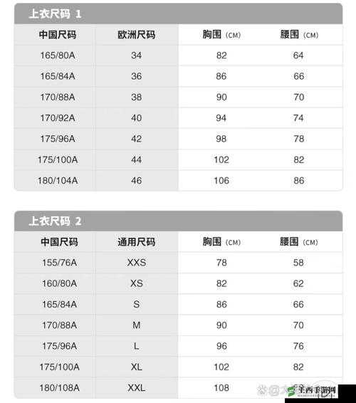 国产尺码和欧洲尺码表 2022-对比与分析