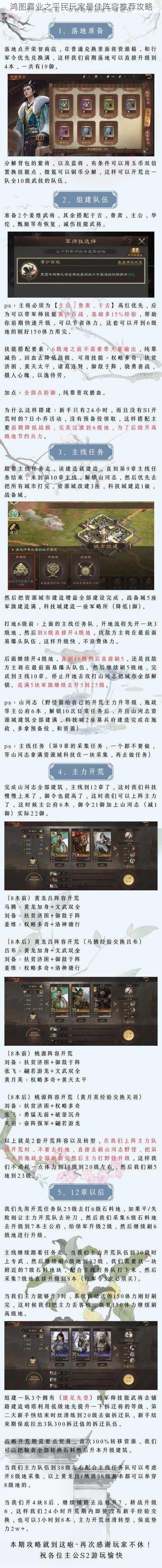 鸿图霸业之平民玩家最佳阵容推荐攻略