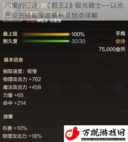 闪耀的征途：君王2银光骑士——以光芒反击技能深度解析及加点详解