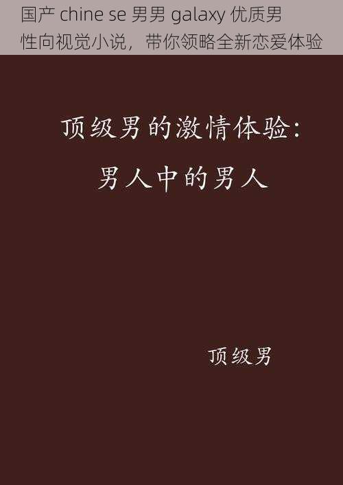 国产 chine se 男男 galaxy 优质男性向视觉小说,带你领略全新恋爱体验