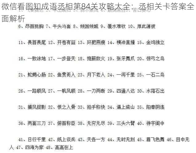 微信看图知成语丞相第84关攻略大全:丞相关卡答案全面解析